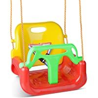 Glymnis Columpio Infantil Columpio 3 en 1 con Respaldo y Protección Frontal Desmontable para Seguridad con Cuerda para…